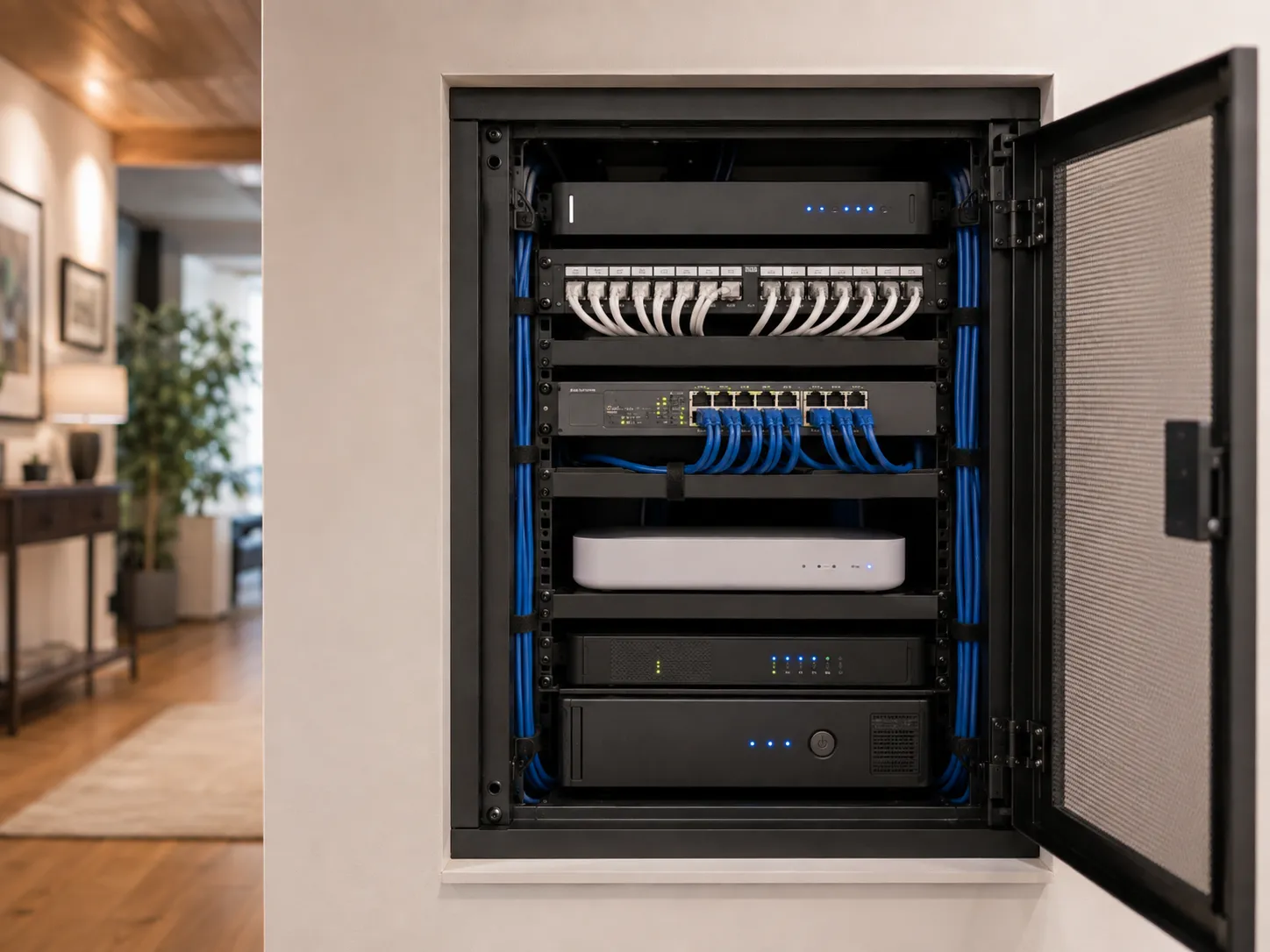 Organized residential network rack